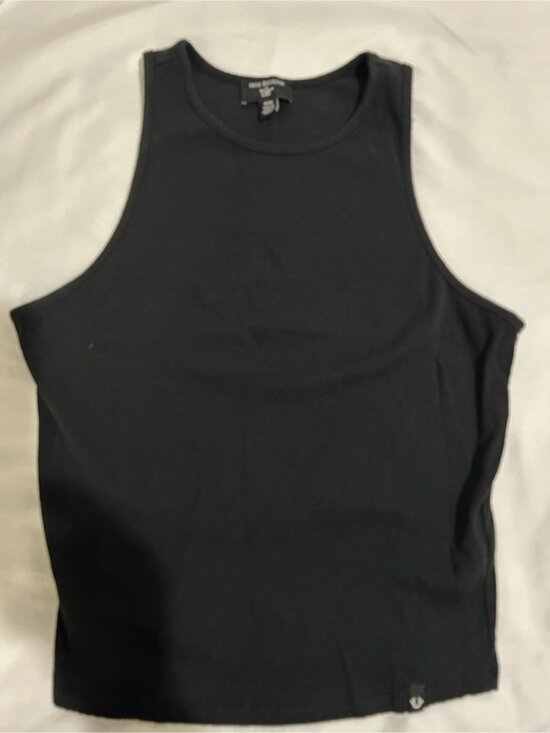 Tops - Black Ribbed Tank - Womens Sleeveless Top
